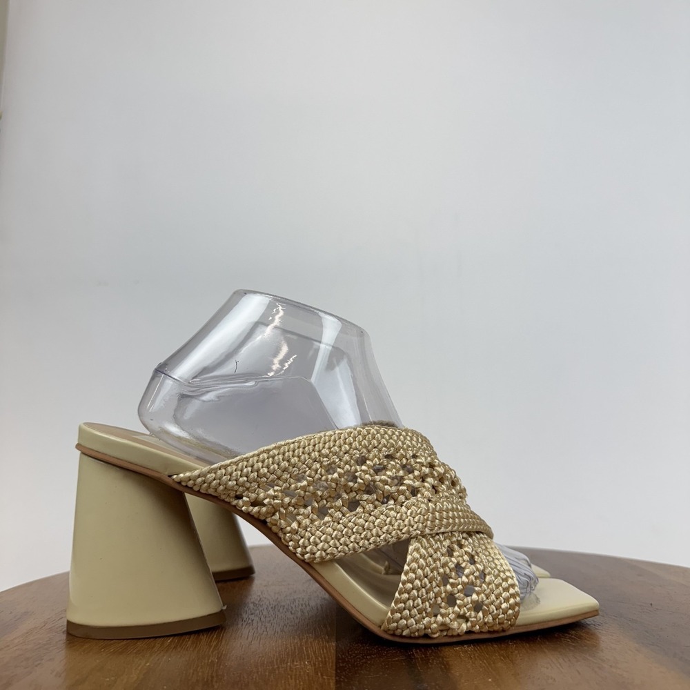 New Womens Dolce Vita Patch In Vanilla Woven Slip On Slide Sandals Size 10 M